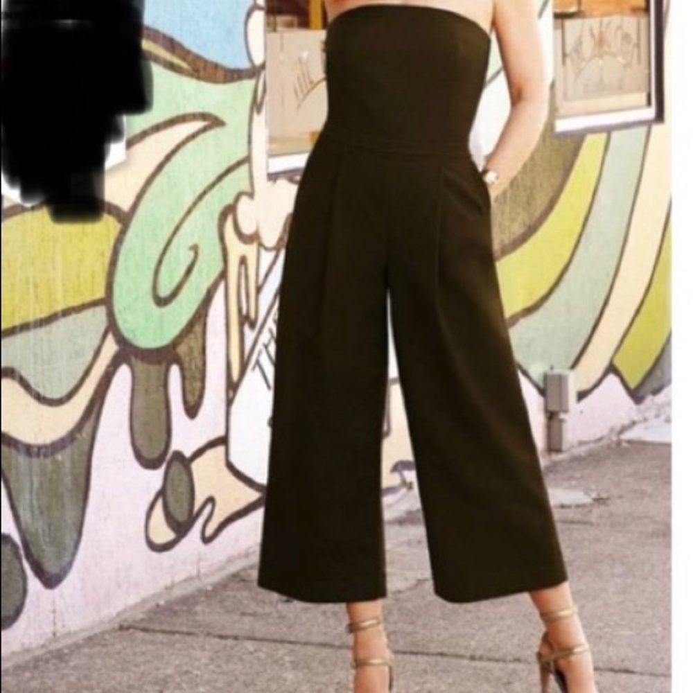 424 Fifth Lord And Taylor Dark Green Sleeveless Jumpsuit